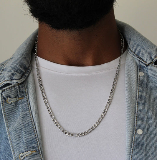 5mm Figaro Silver Necklace - Men