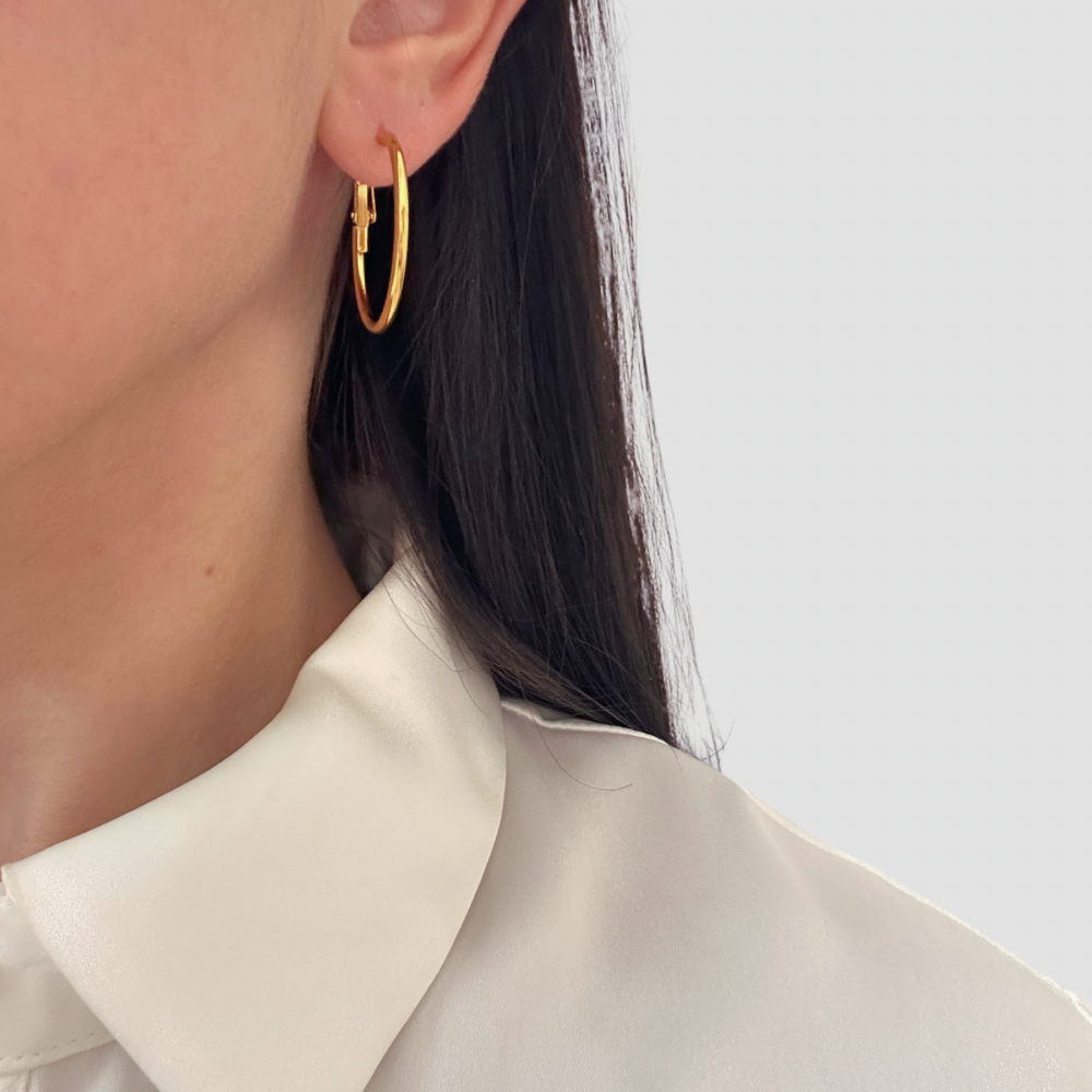 Slim hoop Earring -Gold-