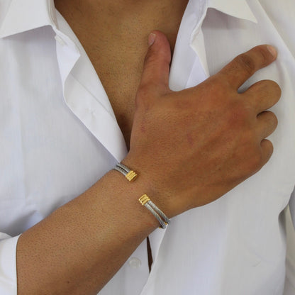 Gold On Silver Bangle - Men
