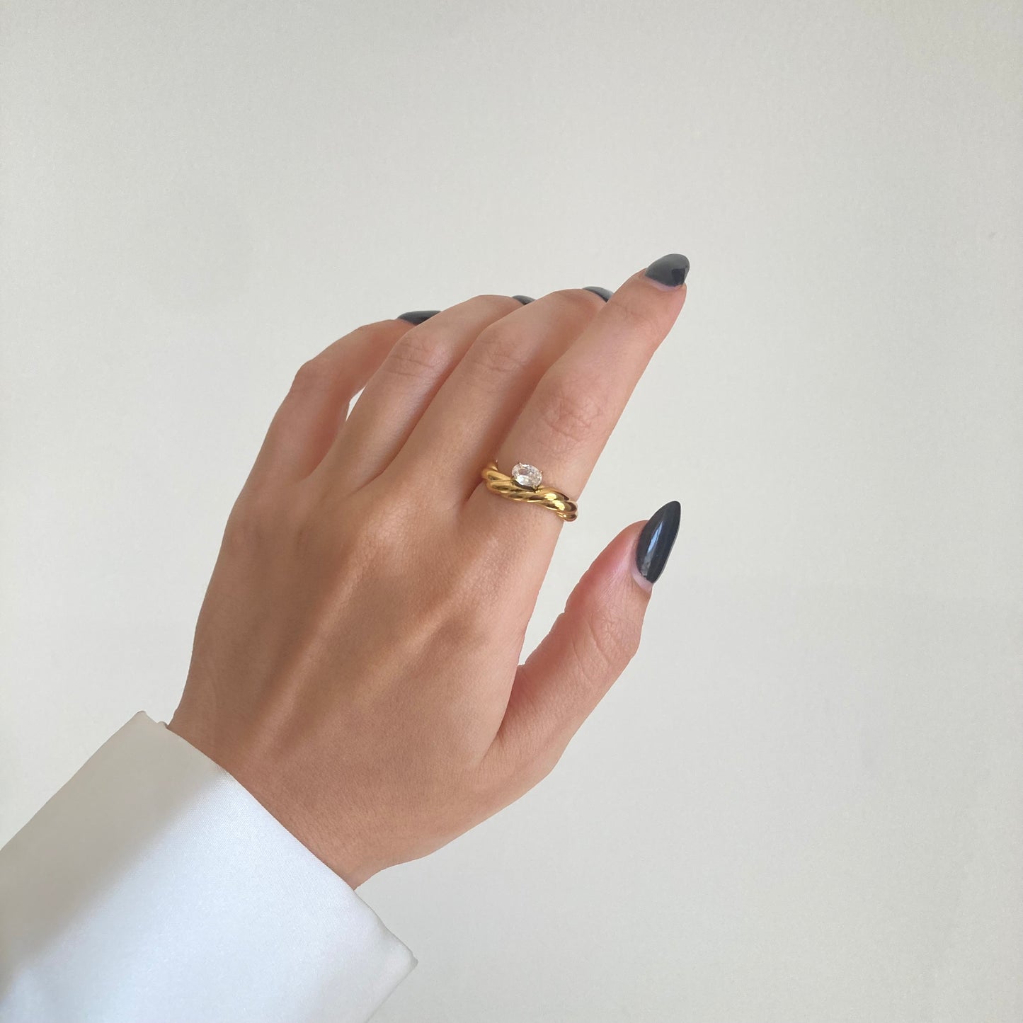 Embellished Oval Twist Ring