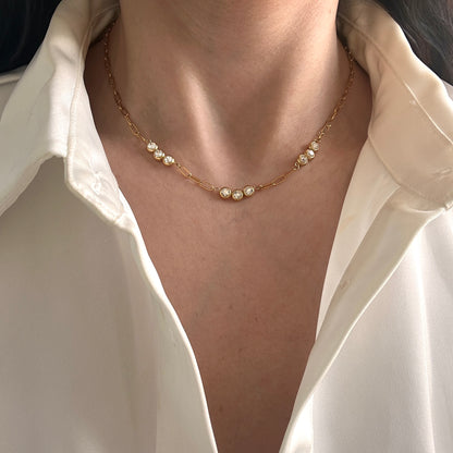 Zircon Paperclip Chain Necklace