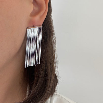 Tassel Statement Earrings Silver