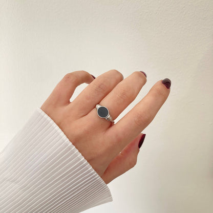 Black Stone Ring -Silver-