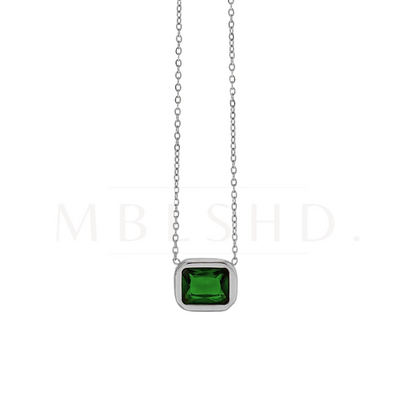 Green Stone Pendant Necklace Silver