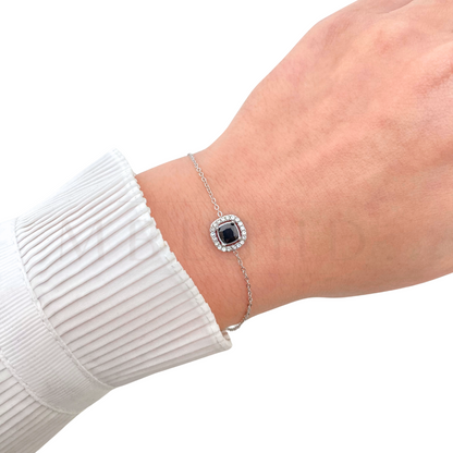 Black Square Zircon Bracelet Silver