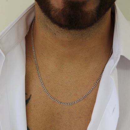 3mm Figaro Silver Necklace - Men