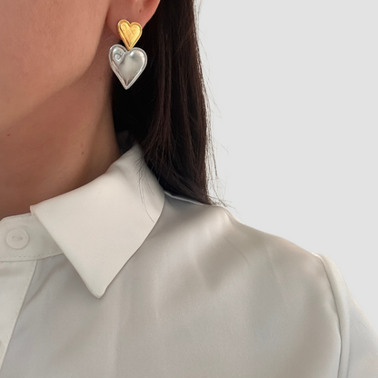 Gold & Silver Hearts Earrings
