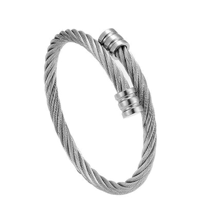 Twisted Silver Bangle - Men