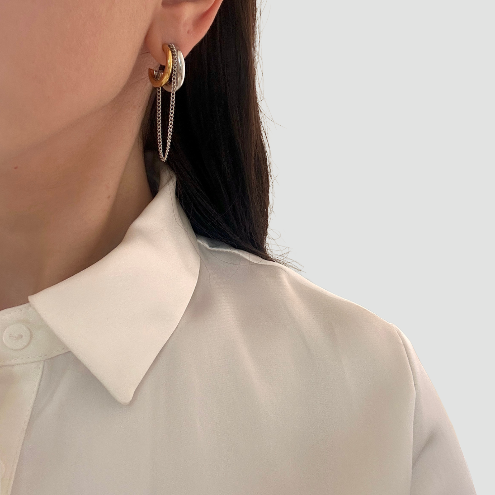 Gold & Silver Chain Hoop Earrings