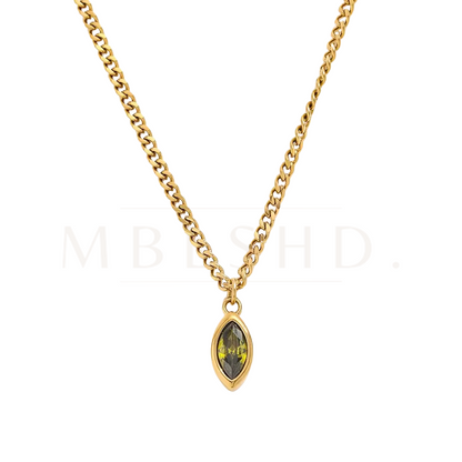 Green Oval Chain Necklace