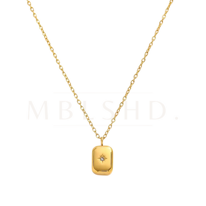 Zircon Square Charm Necklace