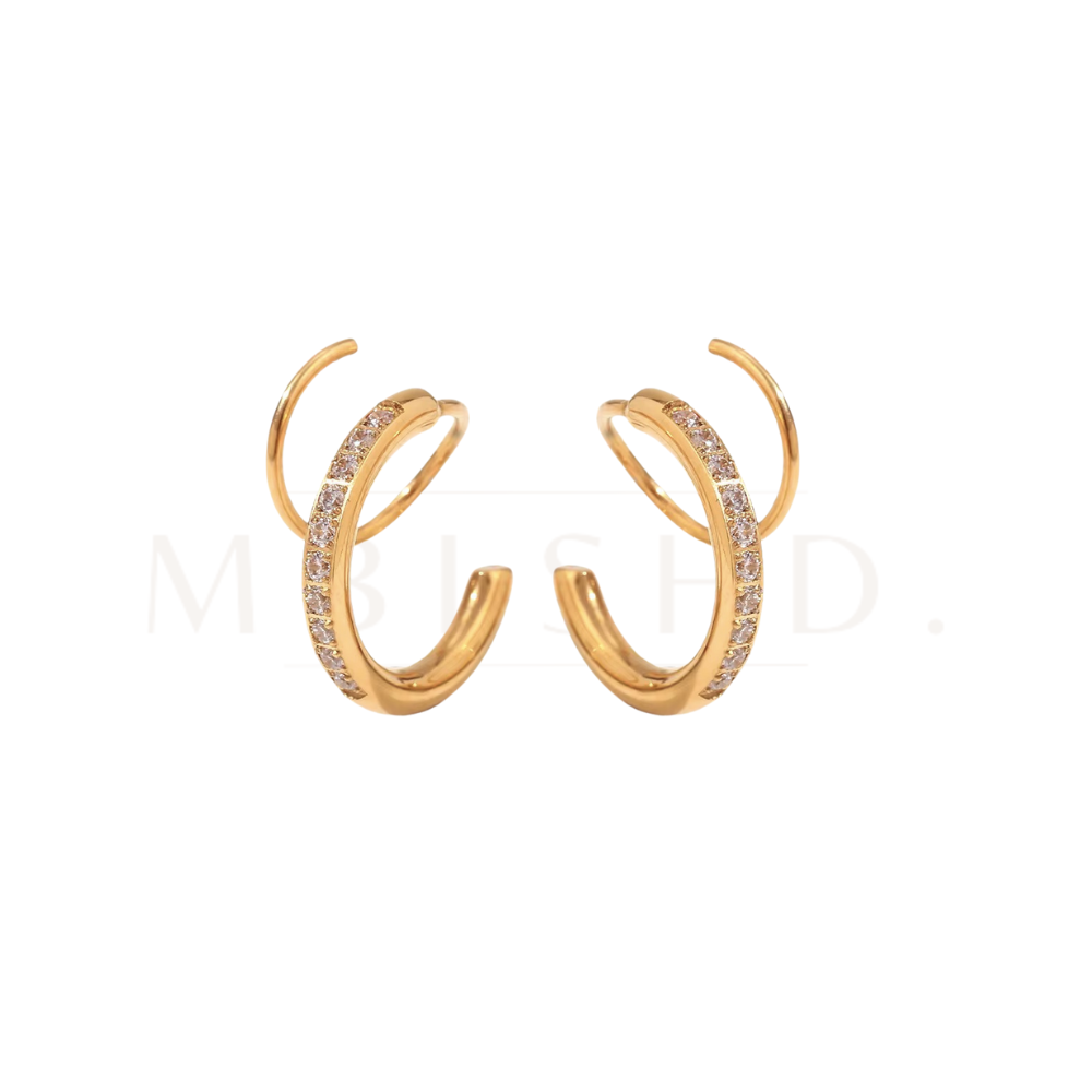 White Zircon Double Earrings