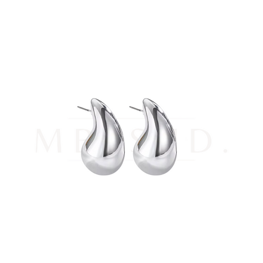 Large Teardrop Earrings -Silver-