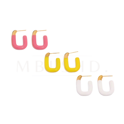U Shaped Enamel Earrings