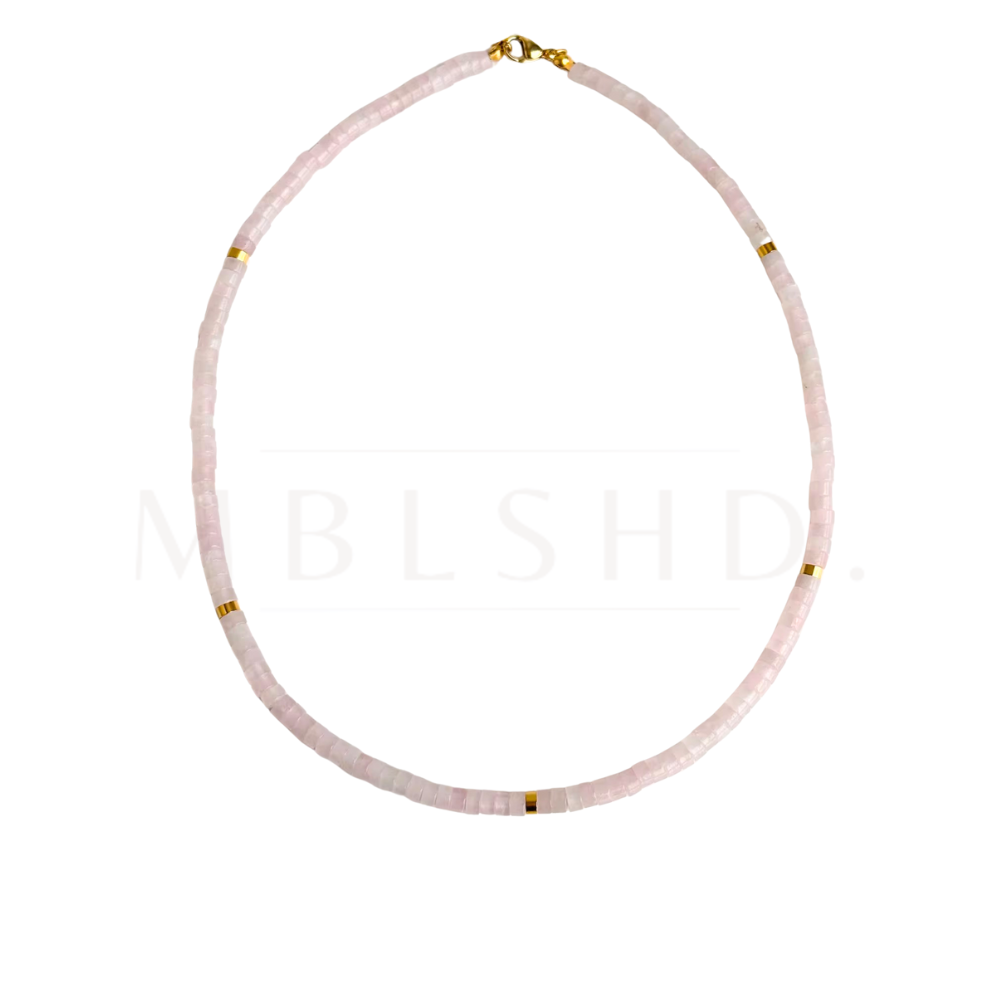 Pink Natural Stone Disc Necklace