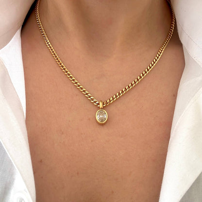 Oval & Cuban Chain Necklace