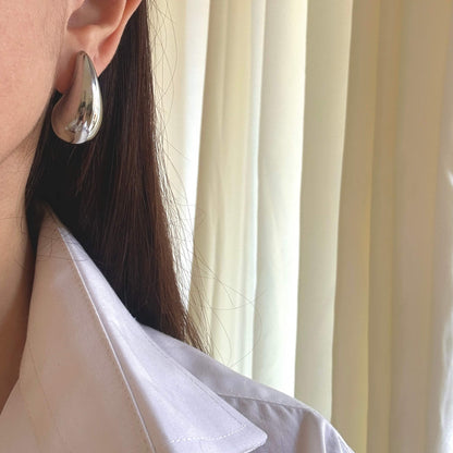 Large Teardrop Earrings -Silver-
