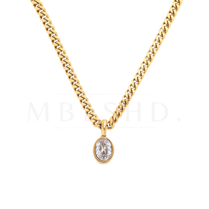 Oval & Cuban Chain Necklace