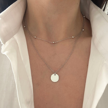 Minimalist Layered Necklace Silver