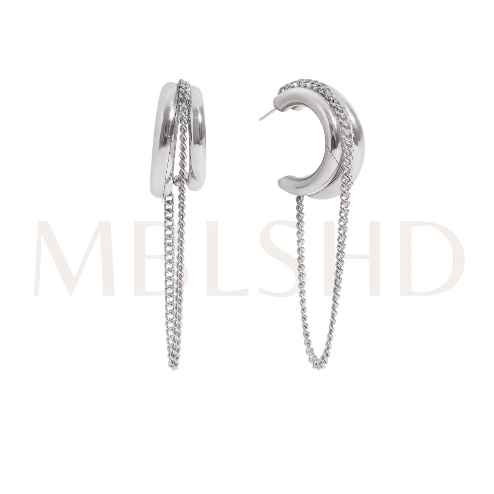 Silver Chain Hoop Earrings