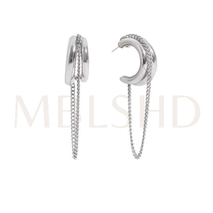 Silver Chain Hoop Earrings