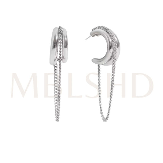 Silver Chain Hoop Earrings