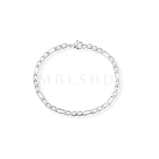 7mm Figaro Bracelet Silver