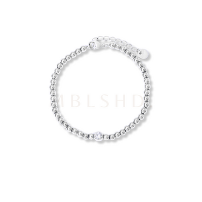 Zircon Ball Bead Bracelet Silver