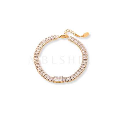 Wide Tennis Bracelet White