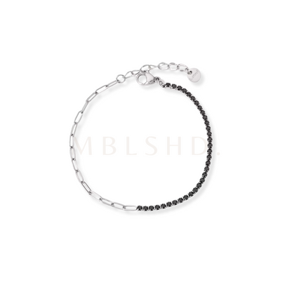 Paperclip Black Tennis Bracelet Silver