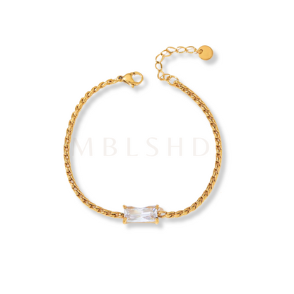 White Stone & Chain Bracelet