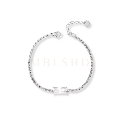 White Stone & Chain Bracelet Silver