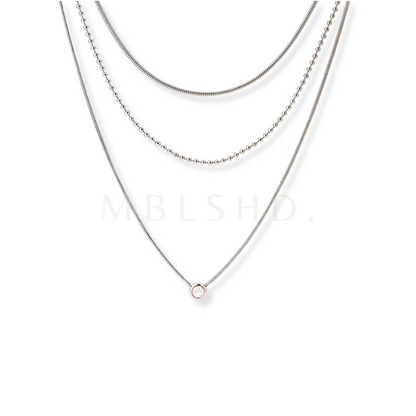 Triple Layer Minimalist Necklace Silver