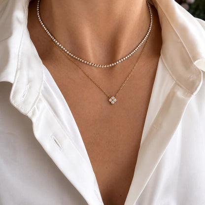 Tennis & Clover Layered Necklace