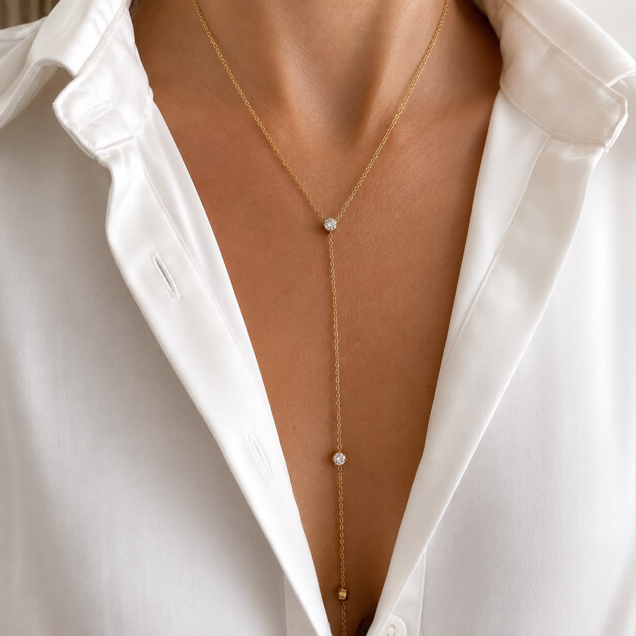 Dainty Zircon Y Shaped Necklace