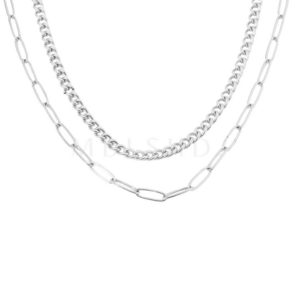 Double Chain Necklace Silver