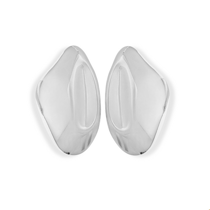 Statement Oval Earrings Silver