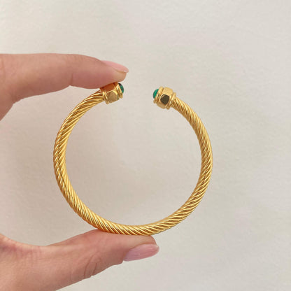Malachite Stone Wire Bangle