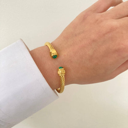 Malachite Stone Wire Bangle