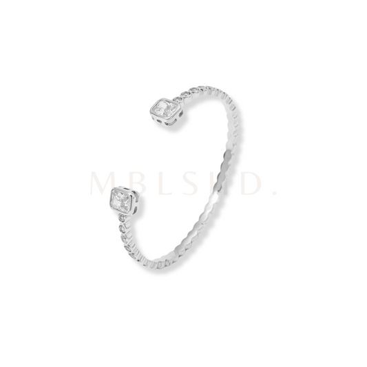 Double Zircon Silver Bangle