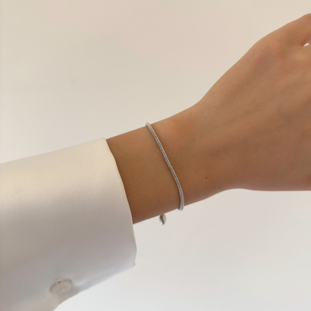 Simple Silver Drawstring Bracelet