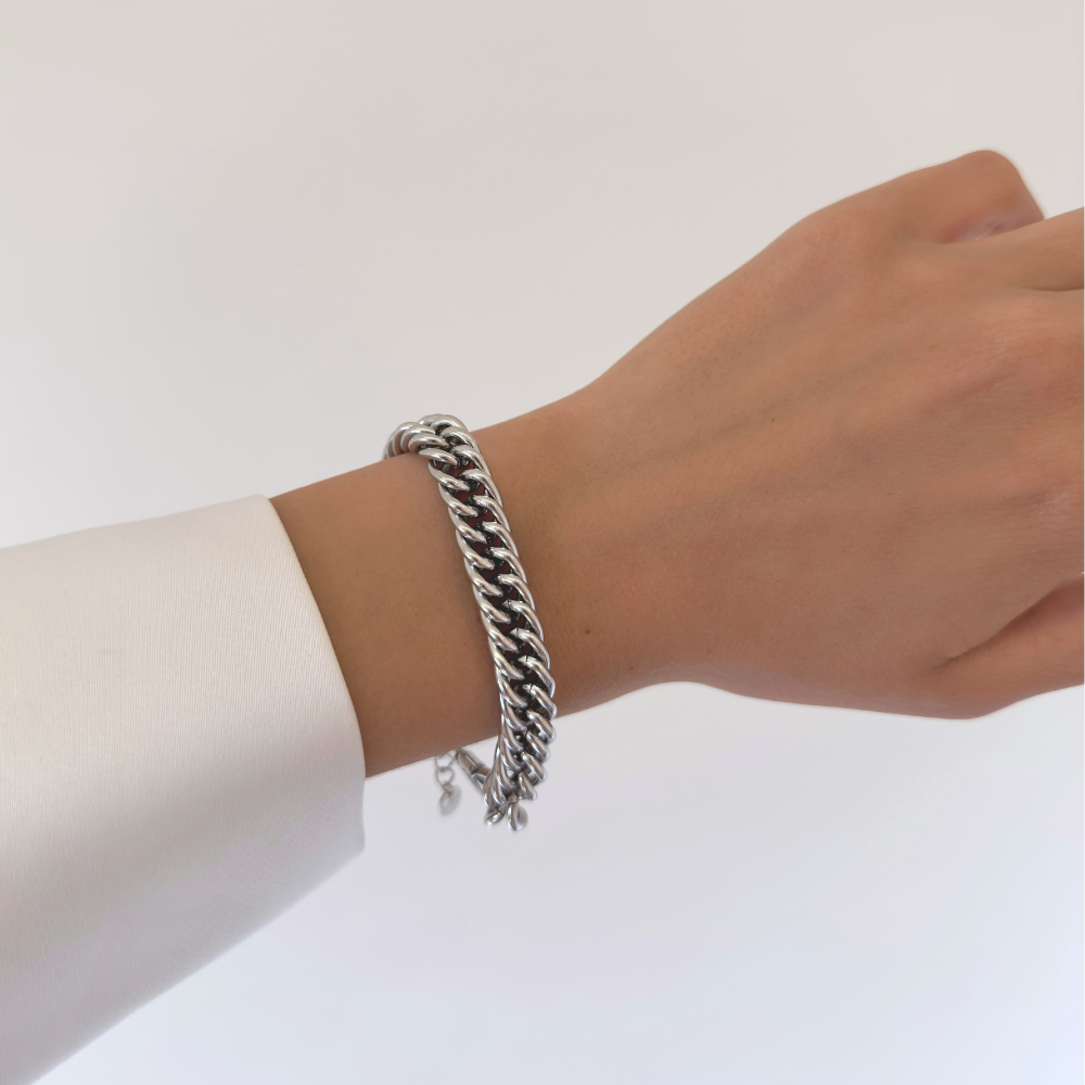 Chunky Cuban Chain Bracelet Silver