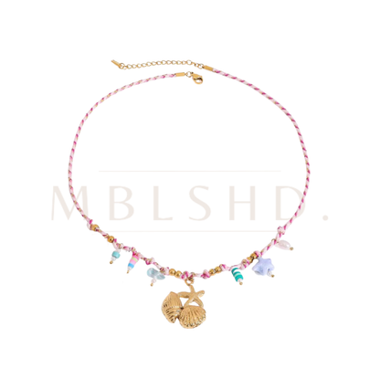 Pink Sea Charms Rope Necklace