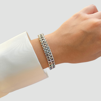 Wide Box Chain Bracelet Silver