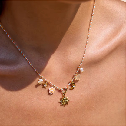 Colorful Drawstring Charms Necklace