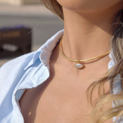 Marquise Drop Choker Gold