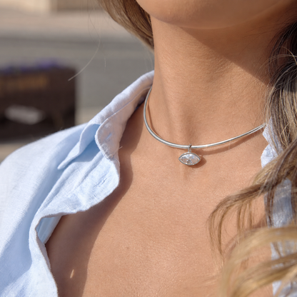 Marquise Drop Choker Silver