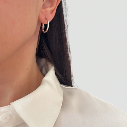 Slim hoop Earring -Silver-