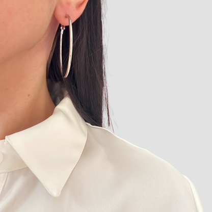 Slim hoop Earring -Silver-