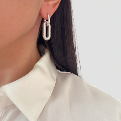 Double Layered Earrings -Silver-